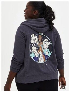 Torrid Disney Princess Full Zip Fleece Lined Hoodie Back Hit